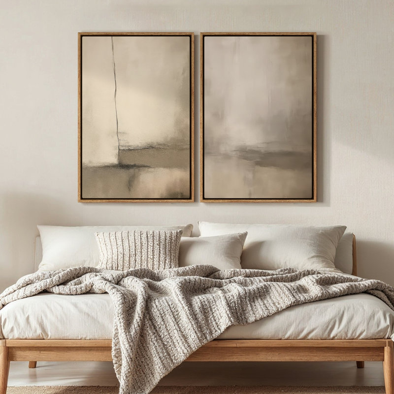 Framed Canvas Wall Art, Vintage Abstract Wall Canvas Prints, Natural, 36" H x 24" W