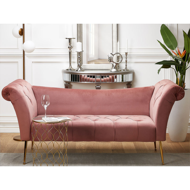 Uriel Velvet Chaise Lounge, Pink