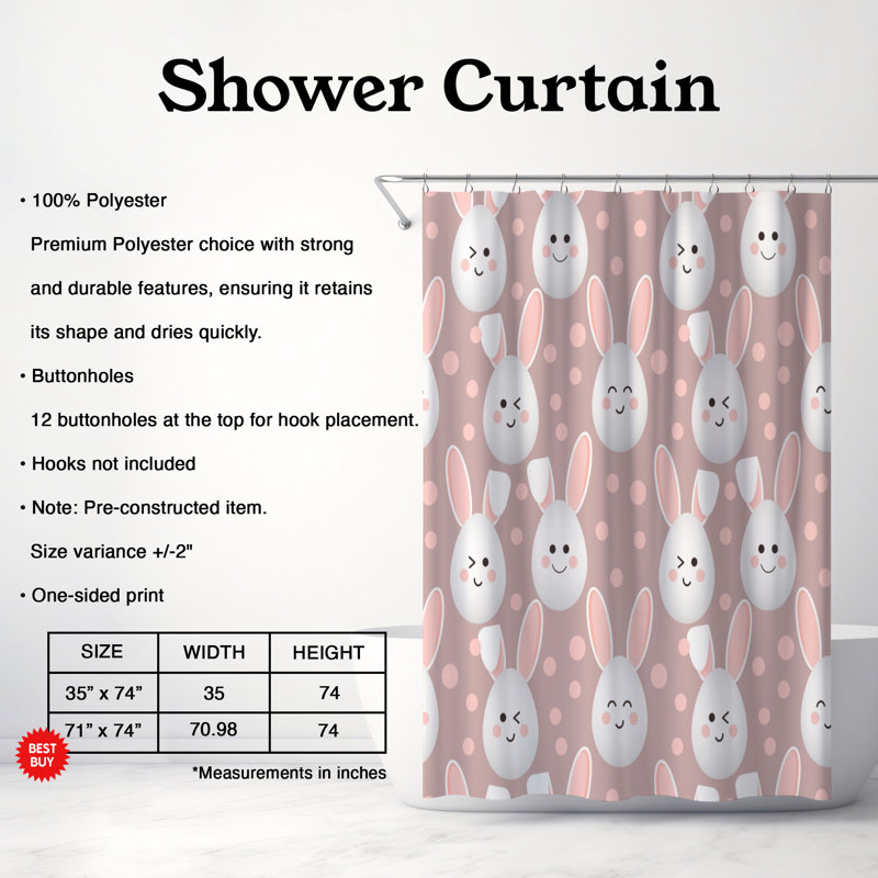 Rideau de douche 1 pièce Gentle Spring, H 74 po x l 71 po