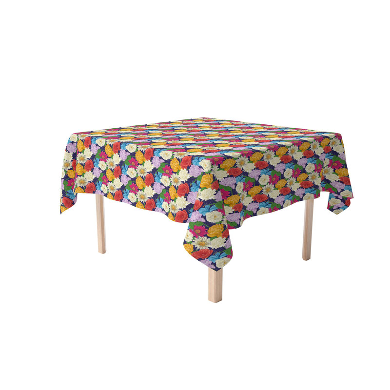 Maxton Bouquet Tablecloth, 90" L x 90" W, Navy