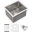 Évier encastré en acier inoxydable de 33 cm (13 po) pour cuisine, 33 x 38 x 23 cm (13 x 15 x 9 po), calibre 16, cuve unique de 23 cm (9 po) de profondeur, finition nickel brossé