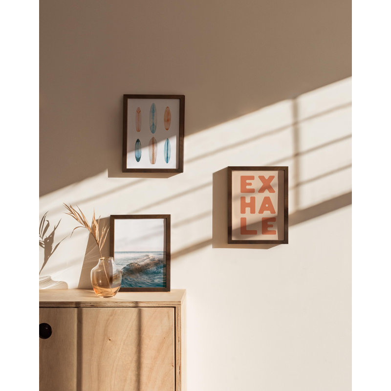  Cadre photo - ensemble de 3, Noyer, L 6 po x H 8 po, Bois de chêne