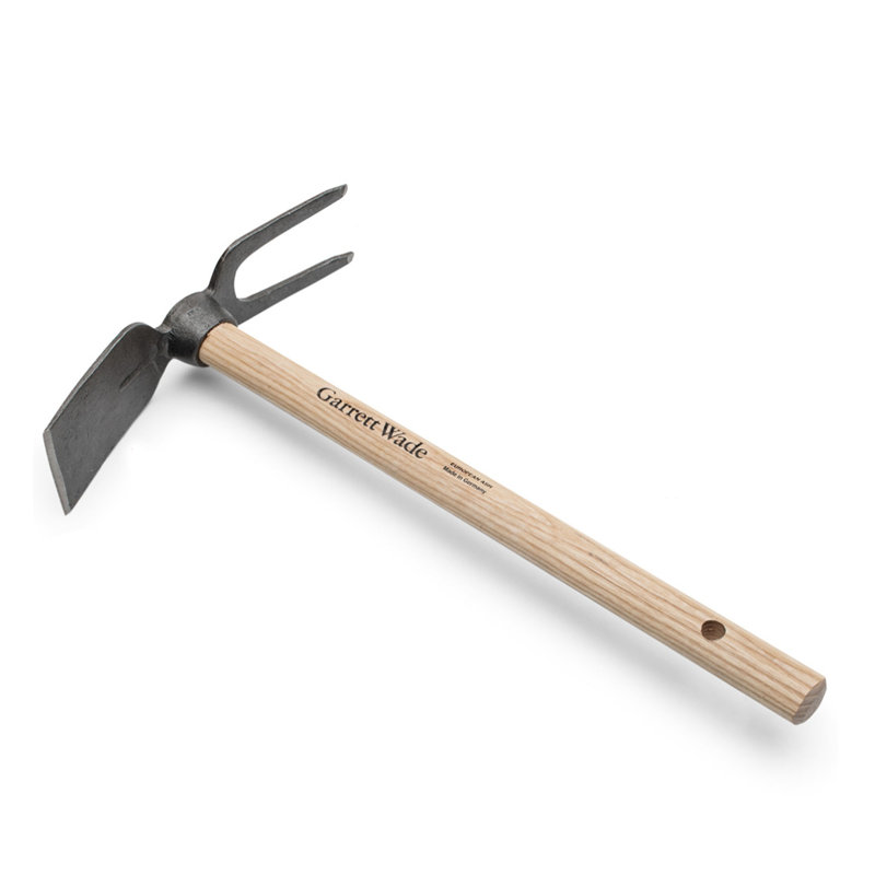 Hoe Garden Tool - 18” Double-Sided Carbon Steel Garden Hoe and 2-Prong Cultivator - Multipurpose Tiller, Seeding, Planting and Weeding Tool - Hand Gardening Tools by Kings County Tools