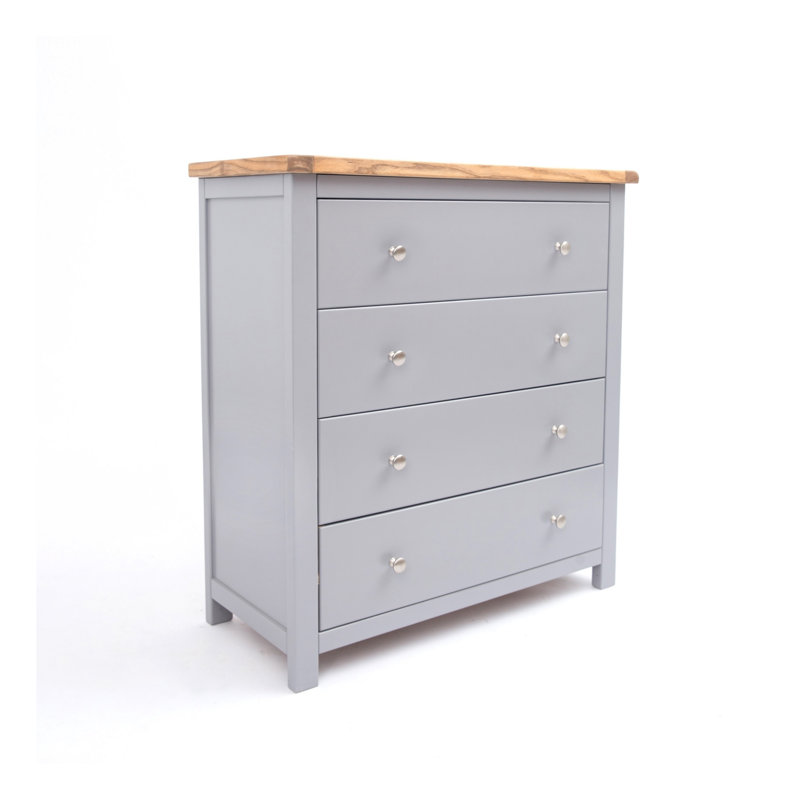 Dupree 90cm W 4 - Drawer Chest of Drawers, Grey/Chrome