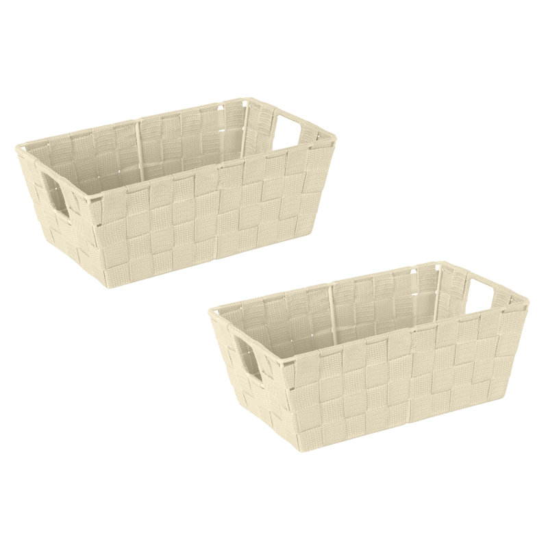 Panier en tissu, Ivoire, H 4,5 po x l 11,4 po x P 6,5 po, 2