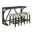 Transitional Bar Table Set With Upholstered Tufted Stools And USB Ports,Set Of 4