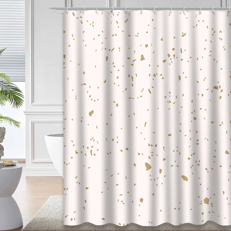 Rideau de douche en confettis or avec 12 crochets En Sans, L 72 po x l 72 po