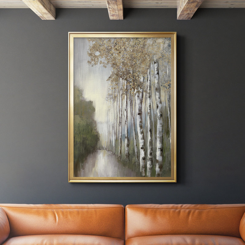 Woodland Walk Neutral - impression de cadre photo simple, Or, H 42,5 po x l 30,5 po x P 1 po