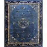 Rectangle Blue Antique Wool Chinese 1920s Room Size - Peking Knotted Rug
