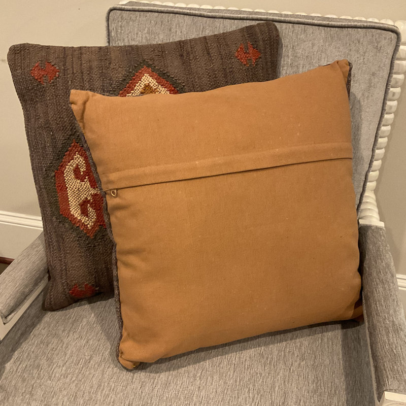 Ensemble de coussins décoratifs faits main en kilim Herat, Taupe, Géométrique