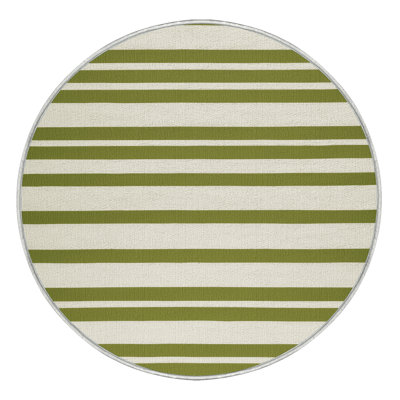 Machine Washable Horizontal Stripes Beige Area Rug