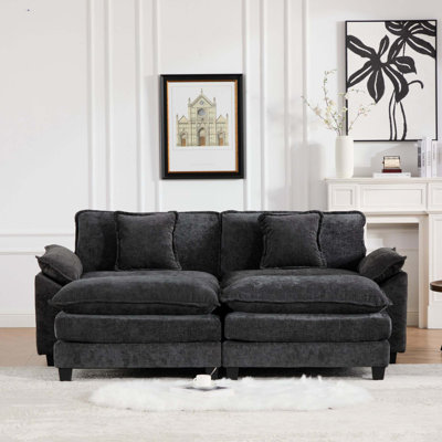 Causeuse avec accoudoirs plus large (repose-pieds non inclus), canapé modulaire moderne, coussin de siège rembourré à double couche confortable, tissu chenille respirant