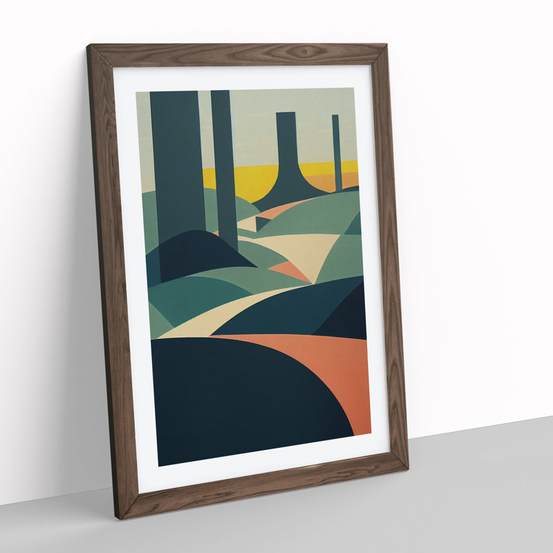 Forest Shapes No.1 - Framed Print, 46cm H x 34cm W x 2cm D, Walnut