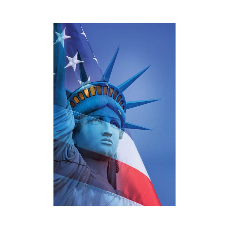 USA, Nevada, Las Vegas. Statue Of Liberty And American Flag Composite. by Jaynes Gallery - Gallery-Wrapped Canvas Giclée on Canvas