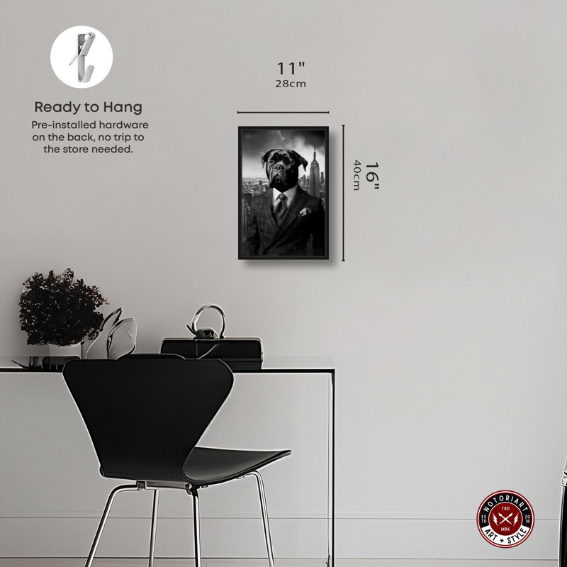 «Business Rottweiler Wall Art Prints For Men» par Notoriart, Cadre noir, H 16 po x l 11 po