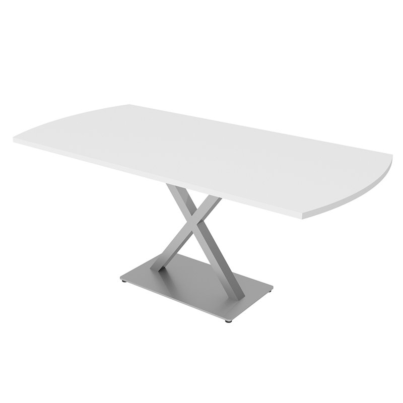 Table de conférence Pavert Arc, H 30 po x l 72 po x P 36 po, Blanc classique, Argent
