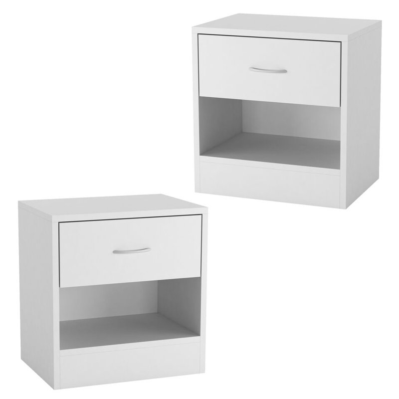 Quintone 39cm W Metal Bedside Table, White