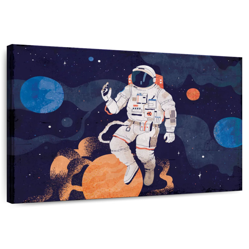 Astronaut With Planets, 8" H x 12" W
