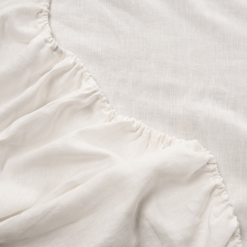 Stone Washed Pure Linen Sheet Set, Fitted Sheet 16" Pocket, California King, Ivory
