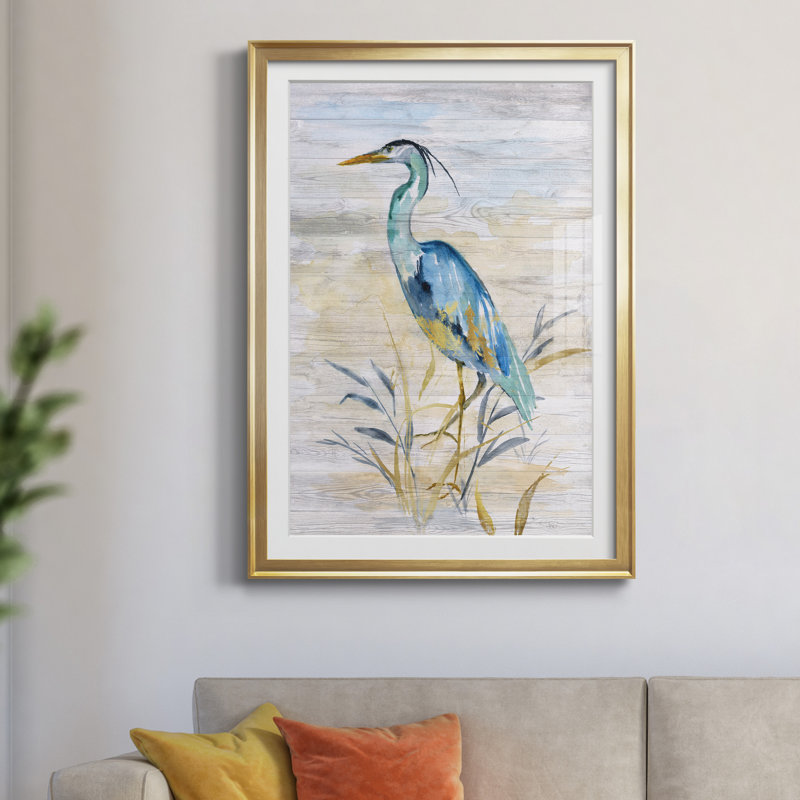 " Blue Heron II " by Nan, Gold Frame, 30" H x 22" W x 1.5" D