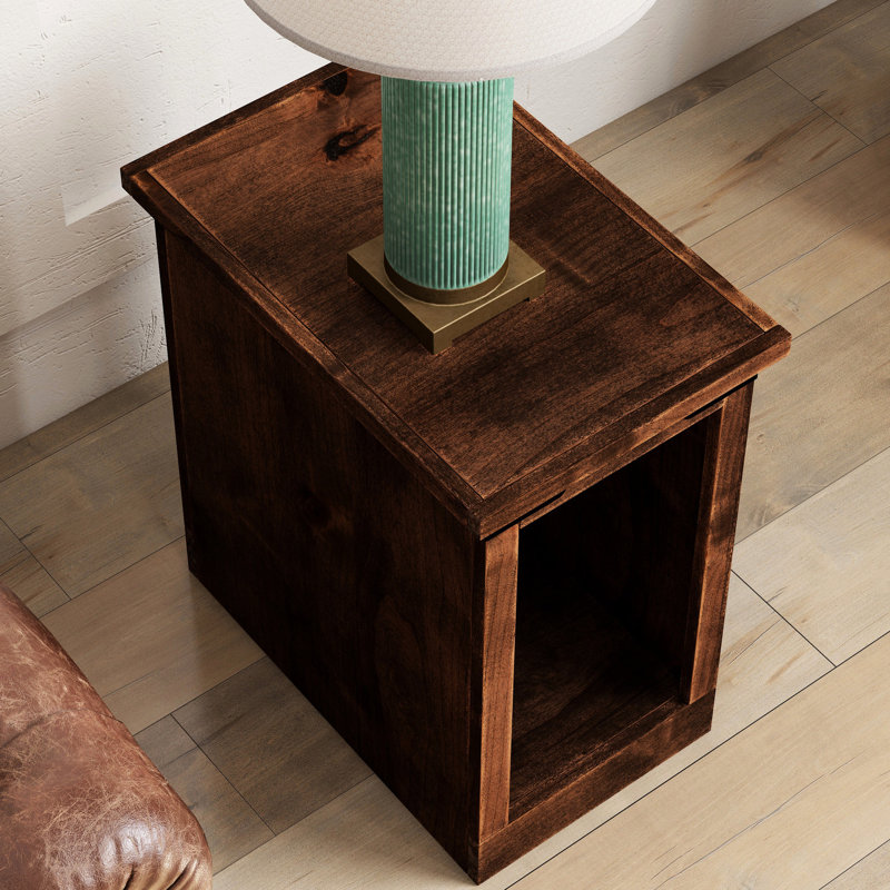 Table de chevet rustique 14 po, finition whisky vieilli, bois massif, sans assemblage, finition décorative de style chalet 14 po, style