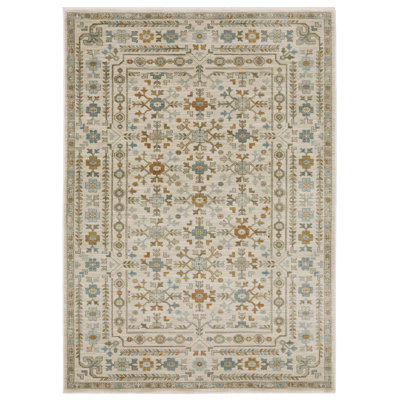 Tapis ivoire / bleu sarcelle Graicyn Global Traditonal