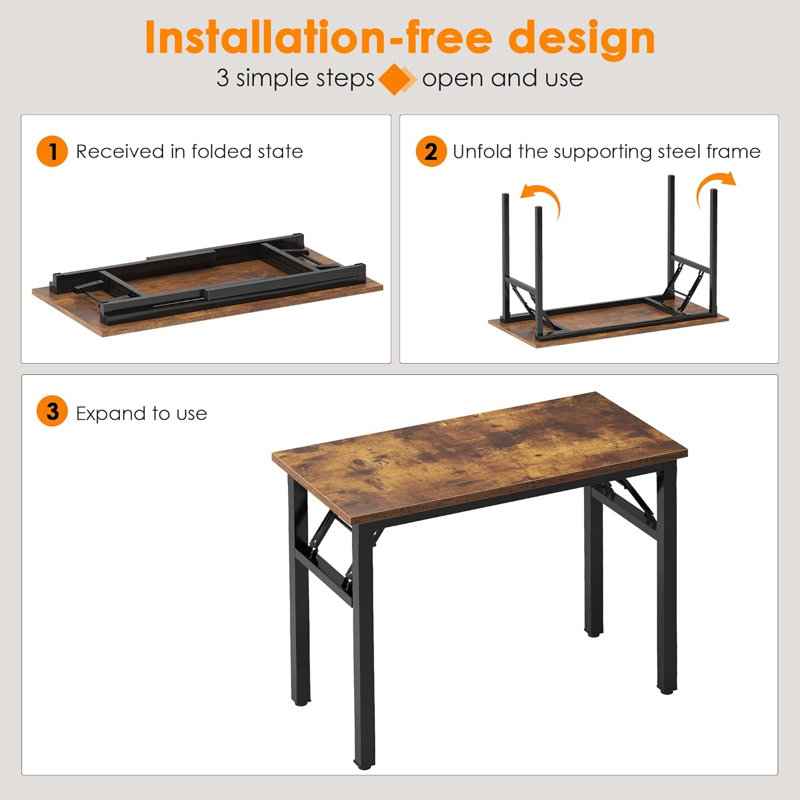Small Computer Desk 31.5 Inches Folding Table No Assembly Sturdy Small Writing Desk Folding Desk For Small Spaces