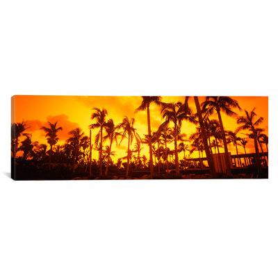«Panoramic Palm arbres on the beach, The Setai Hotel, South Beach, Miami Beach, Florida, USA» par Panoramic Images - reproduction d'art sur toile tendue