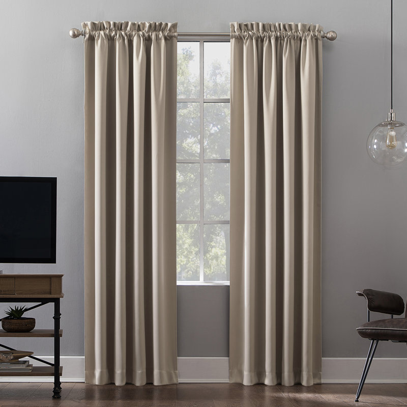 Panneau de rideau 100 % occultant avec passe-tringle de qualité cinéma Oslo Sun Zero, l 52" x L 95", Pierre