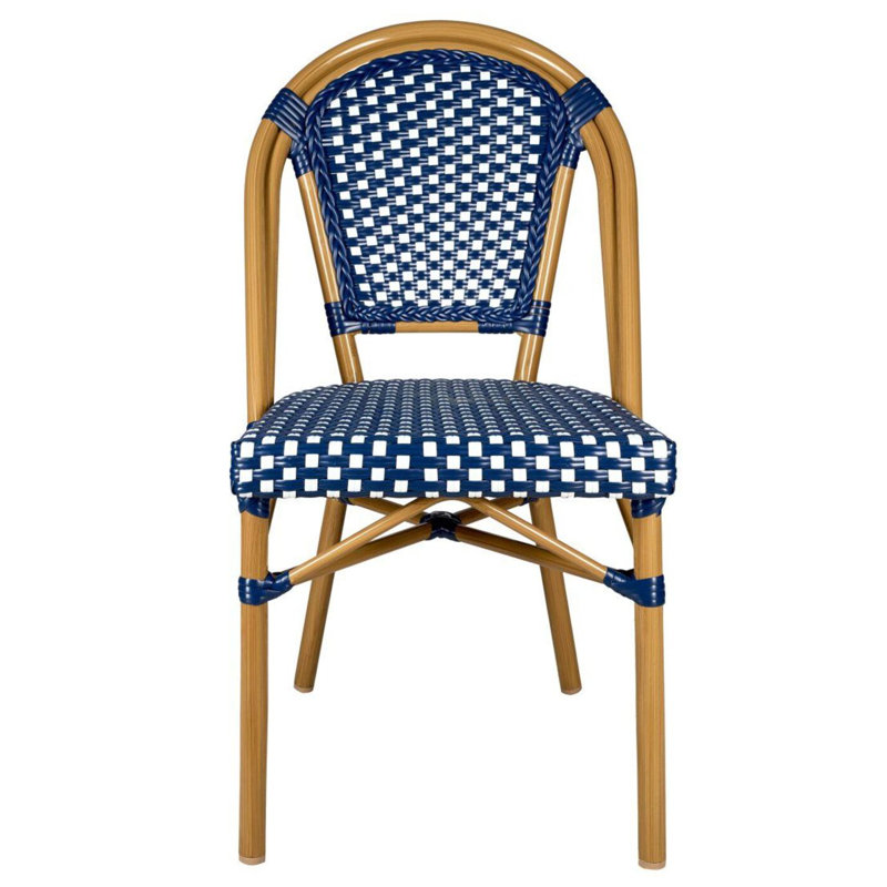 Ensemble de chaises de patio sans accoudoirs, ensemble de 2 chaises par Chivari, Bleu / blanc