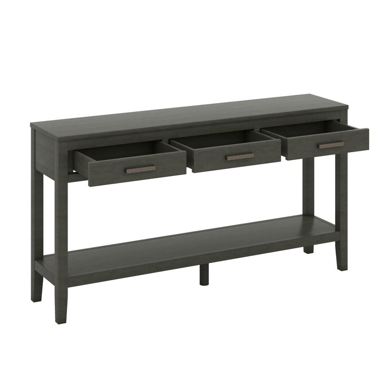 Console d'entrée avec rangement, 3 tiroirs, Gris