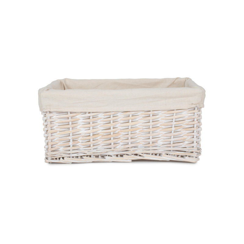 Wicker Decorative Basket, 15cm H x 35cm W x 25cm D, White Wash