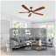 Ventilateur de plafond noir 60 po avec lumière, 5 pales en bois massif, moteur à courant continu réversible à 6 vitesses pour chambre à coucher, salle à manger, salon