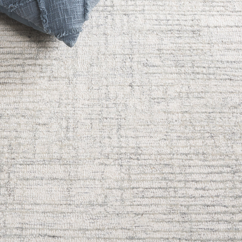 Ebony 926 Hand Tufted Wool/Cotton Abstract Rug in Gray/Ivory, Round 6'