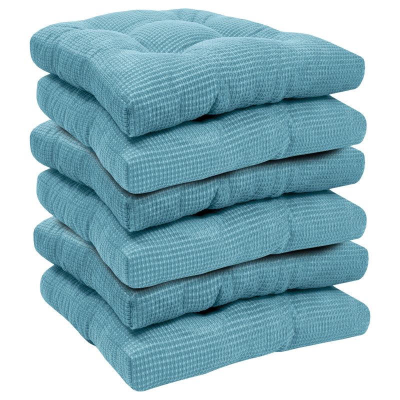 Memory Foam Indoor Tufted  Non Slip Chair Cushion, 6, Teal