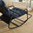 Outdoor Rocking Chair, Comfy Cushion, with Soft Thick Cushion,for Living Room, Bedroom, Reading Room, Black Frame with Navy blue Cushion-1301704947