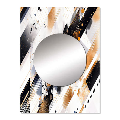 Gold Black Symmetrical Sripes I - Cubism Mirror Wall Decor MTMIR102895