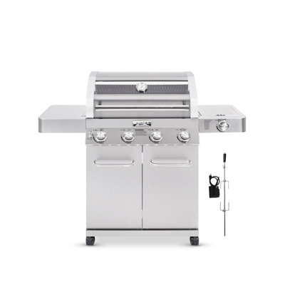 Barbecue au propane et au gaz naturel avec rôtissoire en acier inoxydable 4 + 1 brûleur Monument Clearview