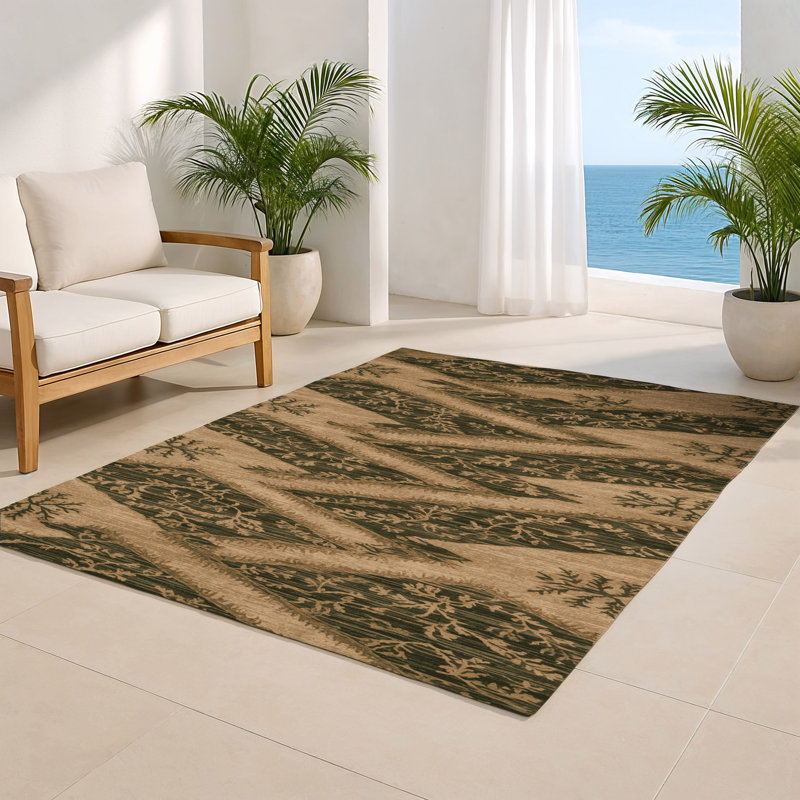 Nature Brown Indoor and Outdoor Area Rug, Rectangle 3' x 5'