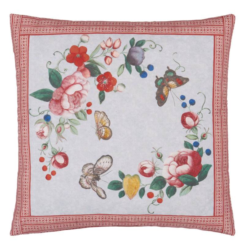Flower Fan Sky Blue Decorative Pillow