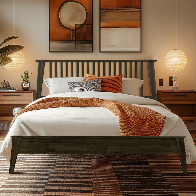 Kristoffer Premium Solid Wood Platform Bed Frame with Headboard – 800 lb Capacity, No Box Spring Needed, Fits All Mattresses