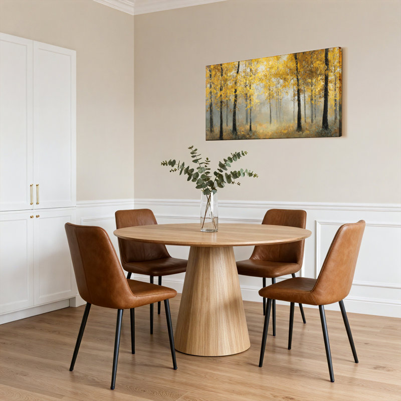 Ensemble de 1 tableau sur toile tendue représentant un paysage de forêt d'automne, H 12 po x l 36 po