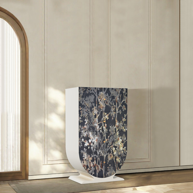 Retro light luxury advanced sense decor cabinet, Ivory White