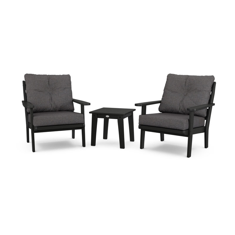 Lakeside 3-Piece Deep Seating Chair Set, Black, Ash Charcoal