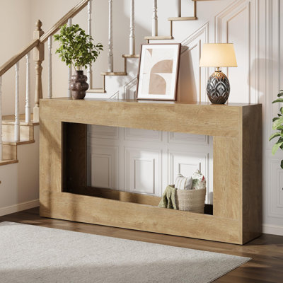 63" Long Wood Console Table With Storage Shelf For Entryway