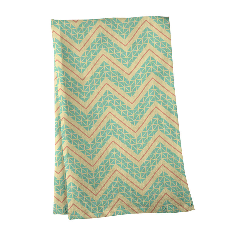 Stephenie Tea Towel Kitchen Towel, Light Green/Ivory, Cotton Twill