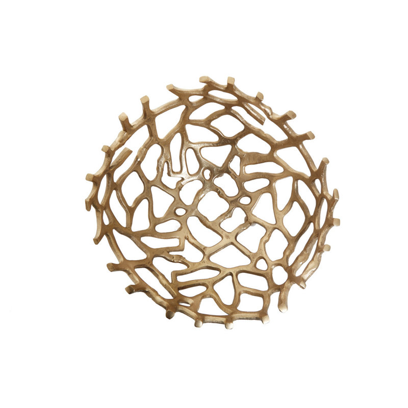 Darsh Aluminum Decorative Bowl 1, Gold, 19cm H x 32cm W x 32cm D