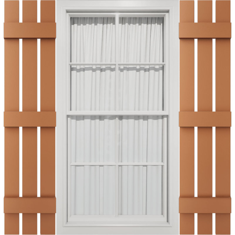 Lifetime Vinyl, TailorMade Three Board Spaced (2 Batten), Board-n-Batten Shutters, w/Shutter-Loks (Per Pair), Treated Cedar