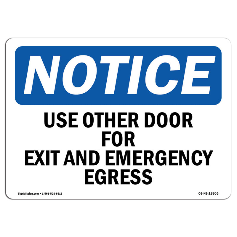 Use Other Door for Exit and Emergency Egress Sign
