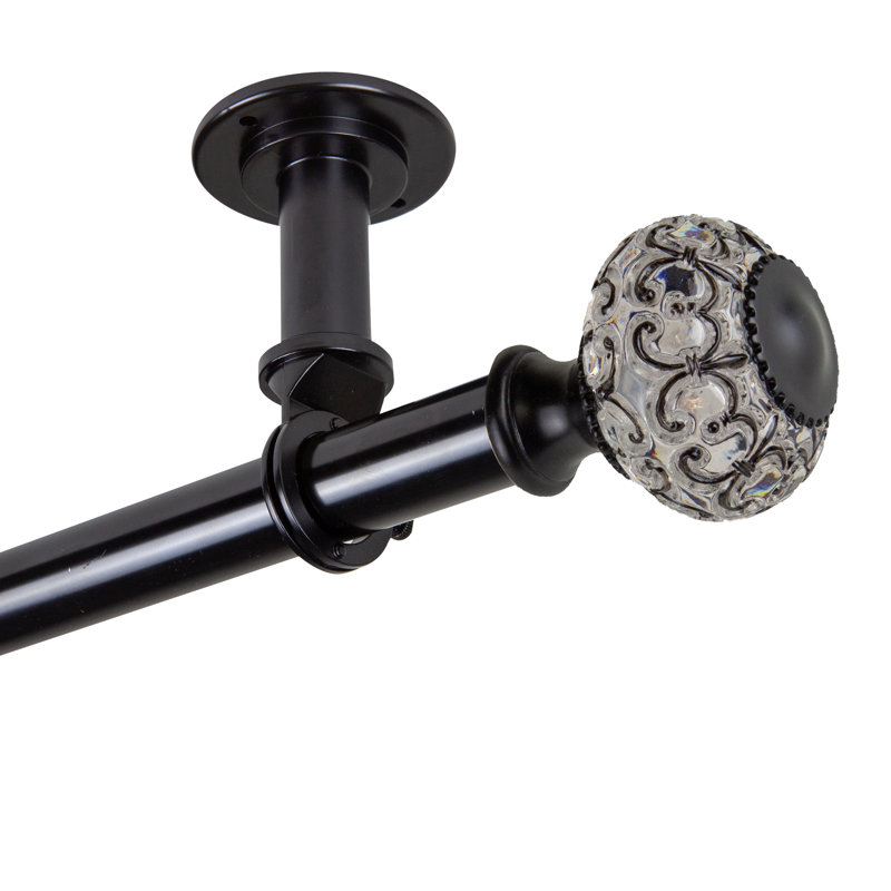 Tringle à rideaux simple réglable Allora, 28" - 48", Noir